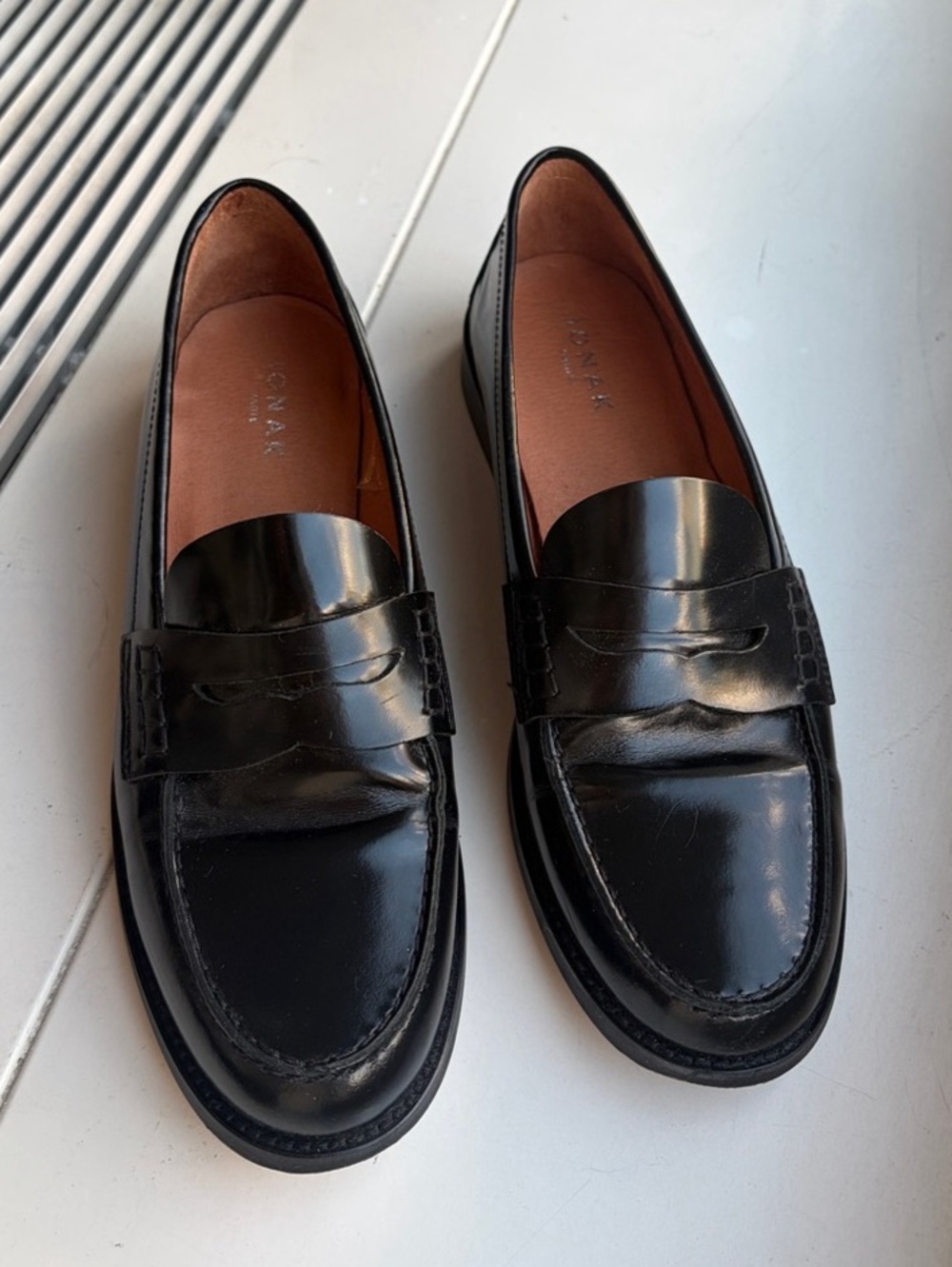 JONAK Black Leather Loafers